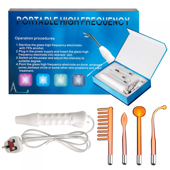 Portable 4 In 1 High Frequency Therapy Wand Handheld Electrotherapy Machine Electric Face Skin Care Beauty Tools